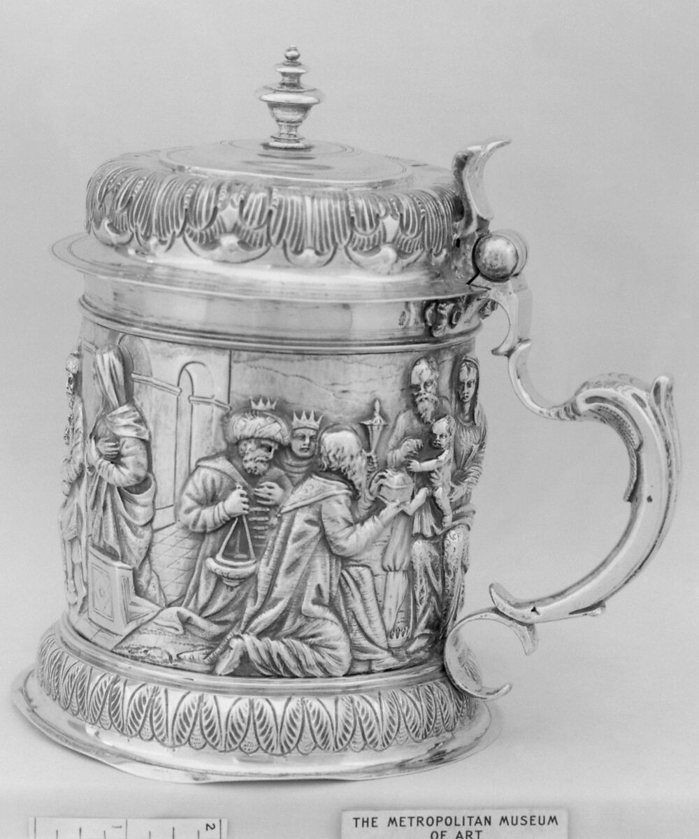 Tankard, Hans Jacob Mair (ca. 1641–1719), Silver gilt, German, Augsburg