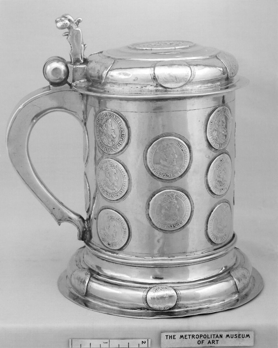 Tankard, Silver gilt, with silver coins, Northern Polish 
