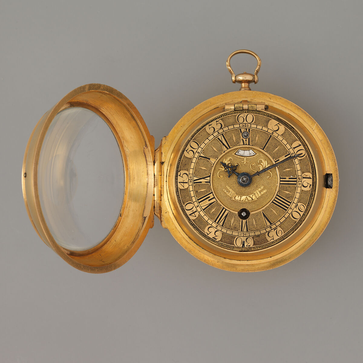 Watch with automaton, Watchmaker: Charles Clay (British, 1695–1740), Case: gold and silver; Dial: champlevé gold, British, London