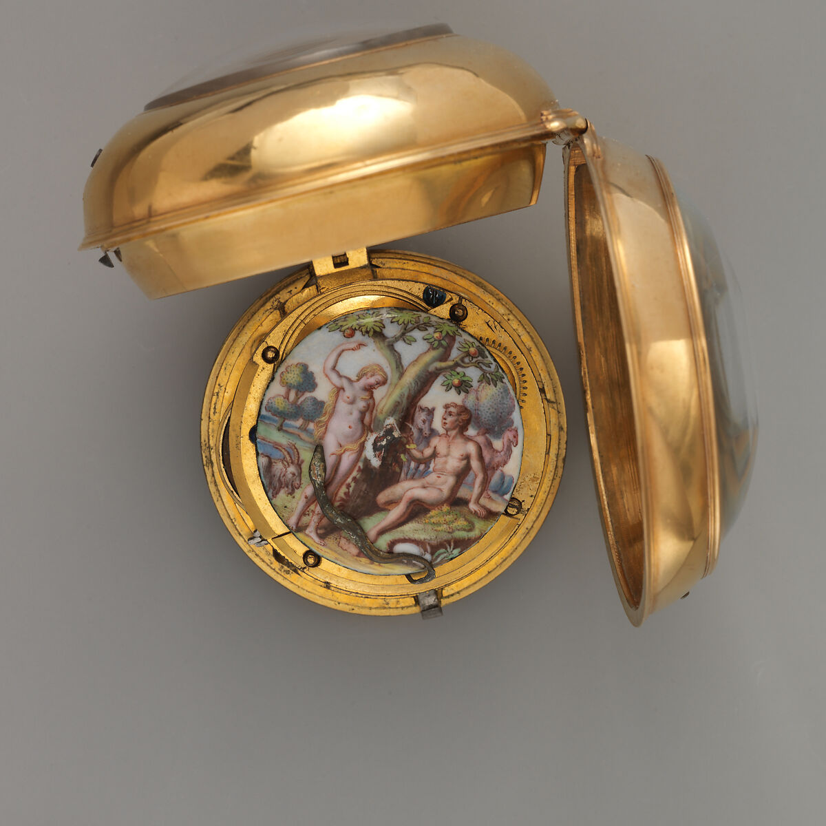 Watch with automaton, Watchmaker: Charles Clay (British, 1695–1740), Case: gold and silver; Dial: champlevé gold, British, London
