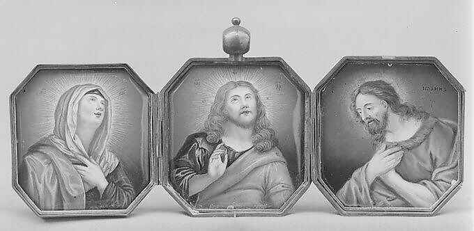 Triptych, Enamel on copper, Russian, Moscow 