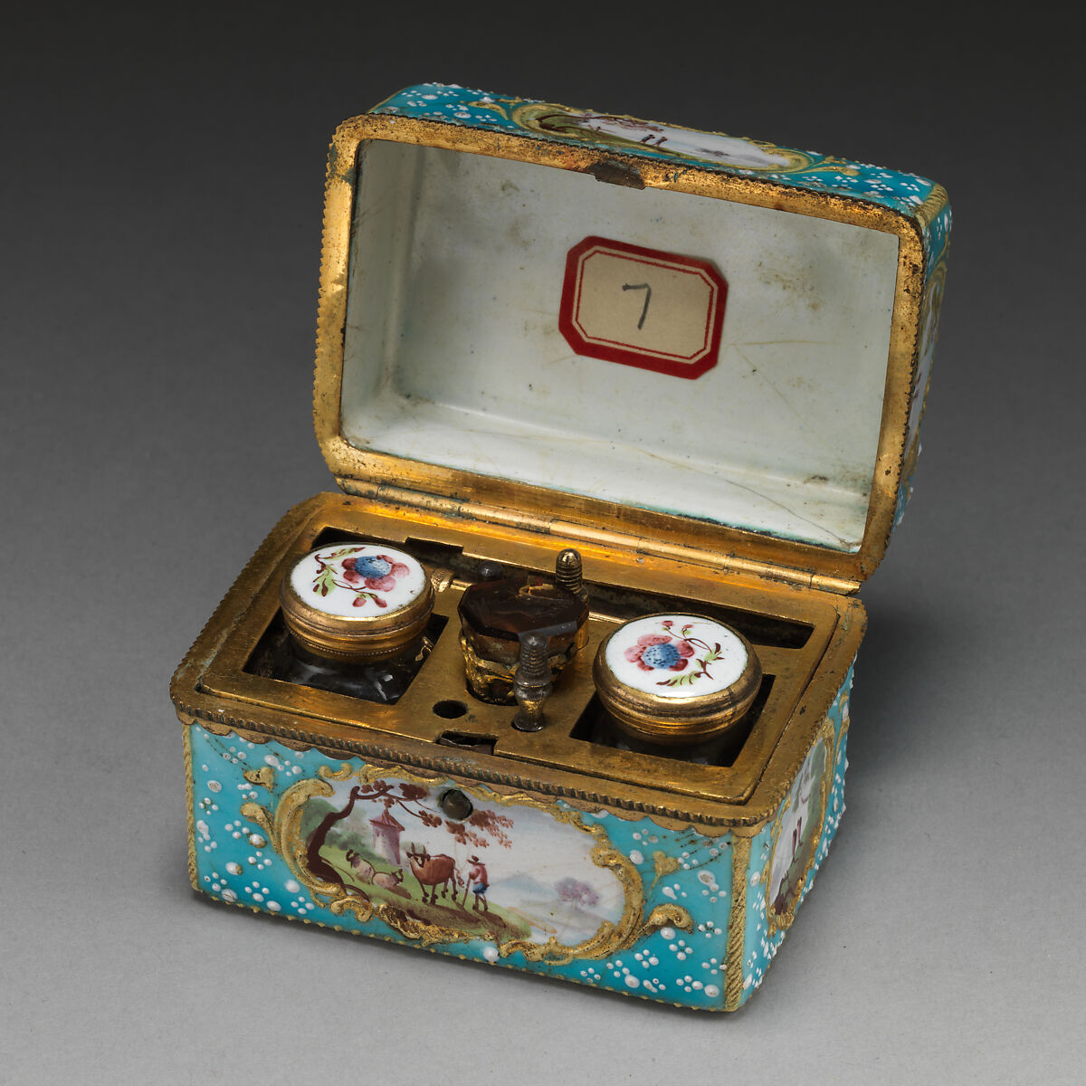 Writing Nécessaire, Copper, enamel, British, South Staffordshire