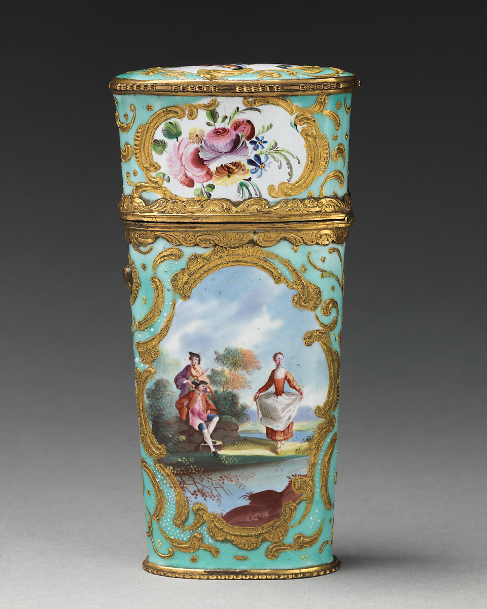 Étui, one side possibly after Jacques Philippe Le Bas (French, Paris 1707–1783 Paris), Copper, enamel, British, South Staffordshire