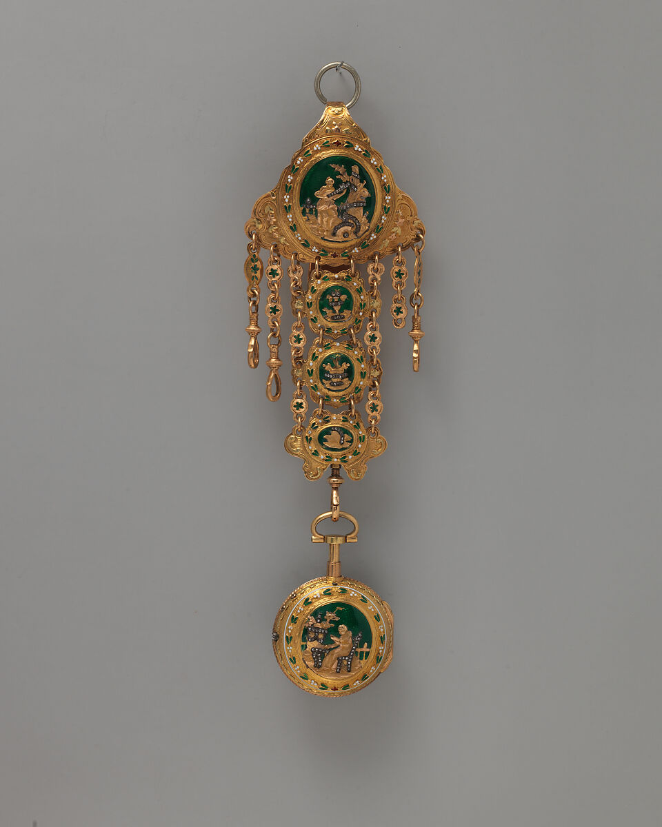 Watch and chatelaine, Watchmaker: Jacques Jérôme Gudin (French, 1732–1789, master 1762), Gold, enamel, diamonds, French, Paris