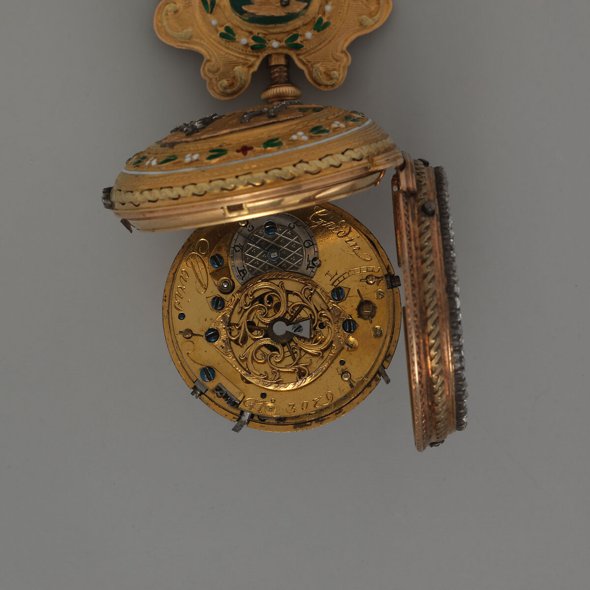 Watch and chatelaine, Watchmaker: Jacques Jérôme Gudin (French, 1732–1789, master 1762), Gold, enamel, diamonds, French, Paris