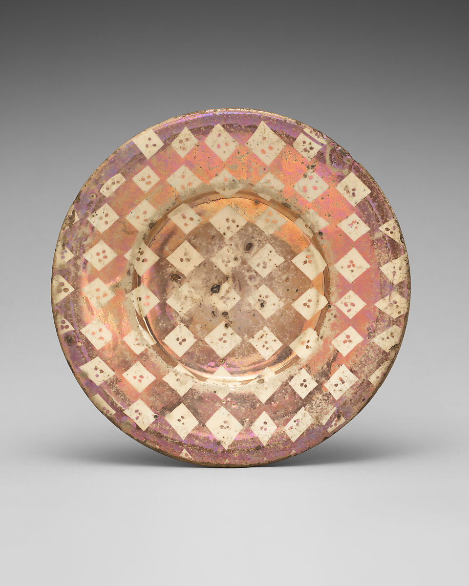 Plate, Tin-glazed and luster-painted earthenware, Spanish, Valencia 