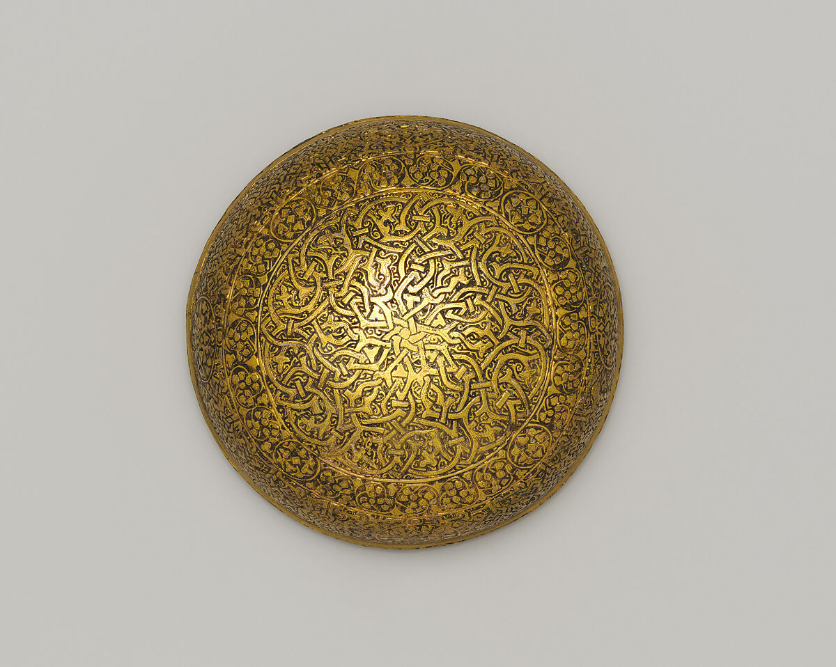 Bowl with cover, Brass inlaid with silver, Italian, Venice