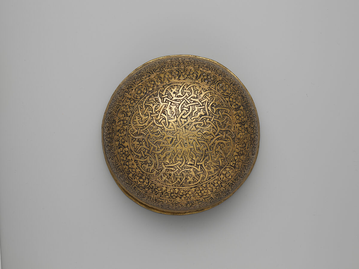 Bowl with cover, Brass inlaid with silver, Italian, Venice