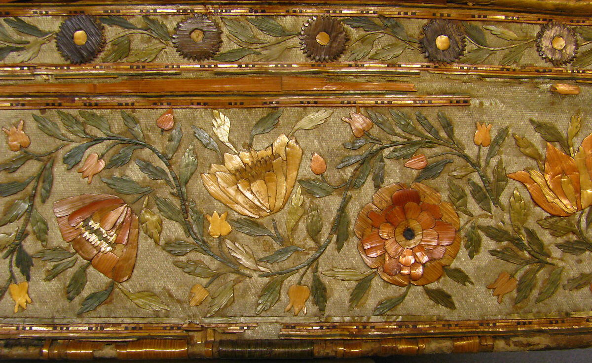 Box, Straw, cardboard, silk, paper lining, probably French