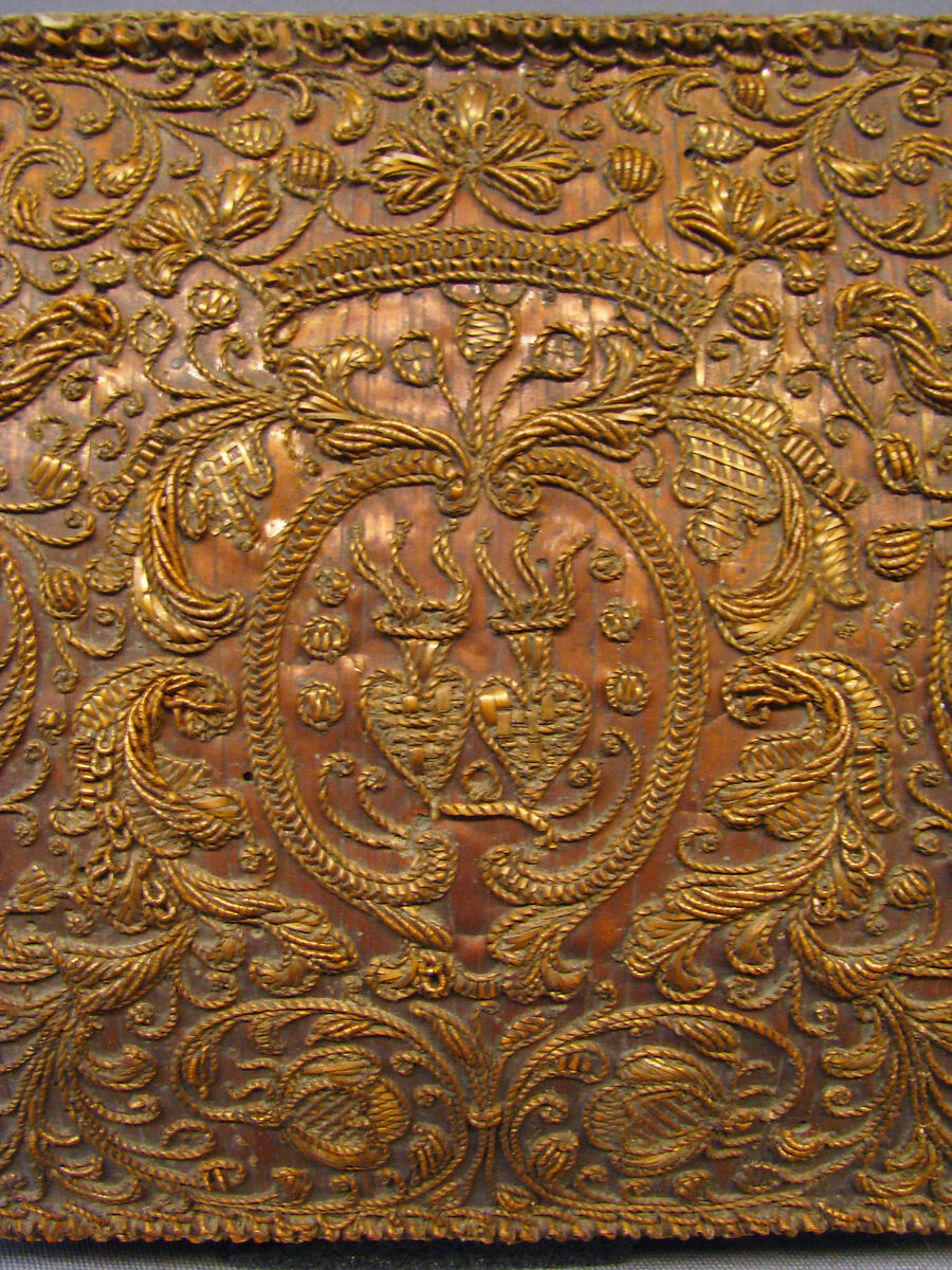 Casket, Straw on wood, canvas, marbled paper, linen (?) thread, French