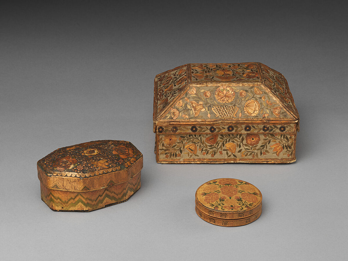 Box, Straw on cardboard; paper lining, French