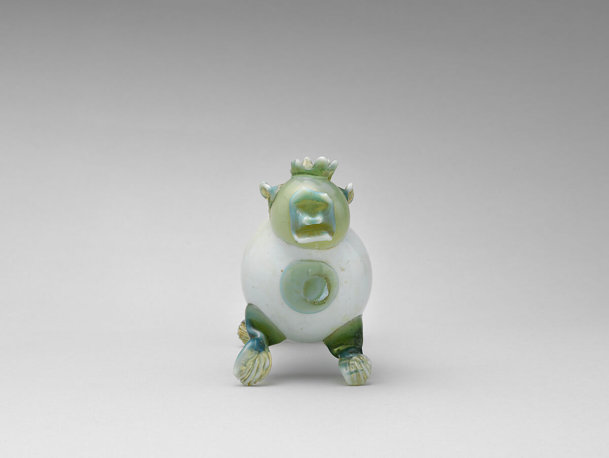 Bottle, Milk glass; pewter, probably German