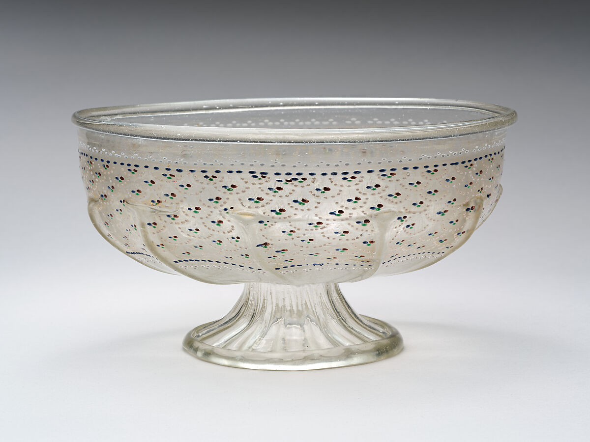 Bowl, Glass, enameled and gilt, Italian, Venice (Murano)