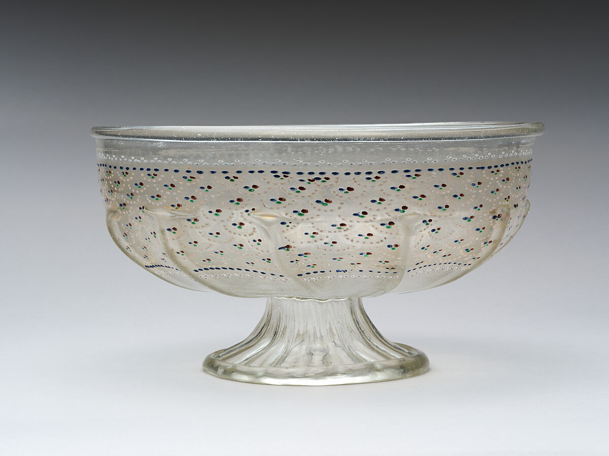 Bowl, Glass, enameled and gilt, Italian, Venice (Murano) 