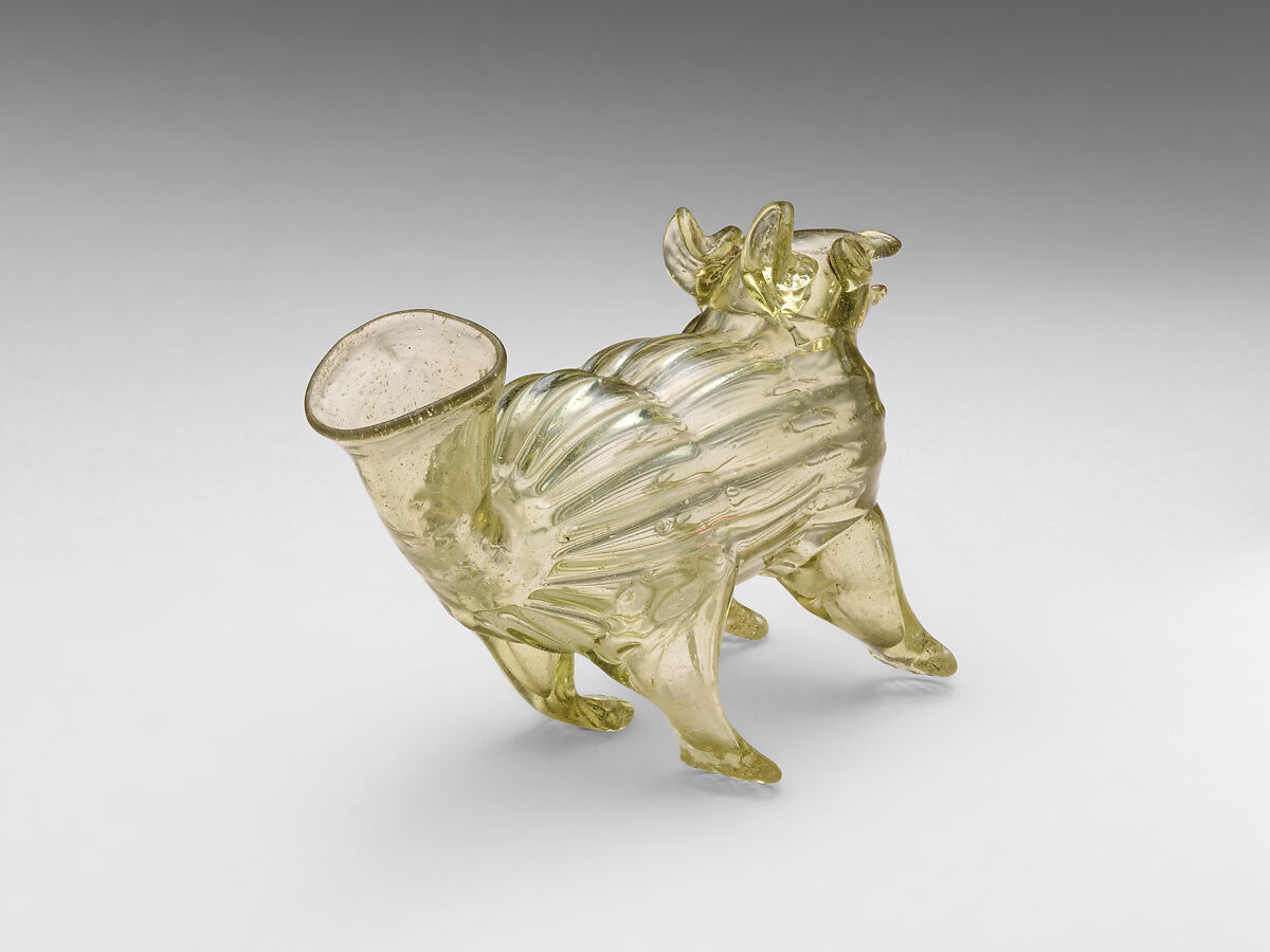 Oil lamp or bottle, Glass, probably German