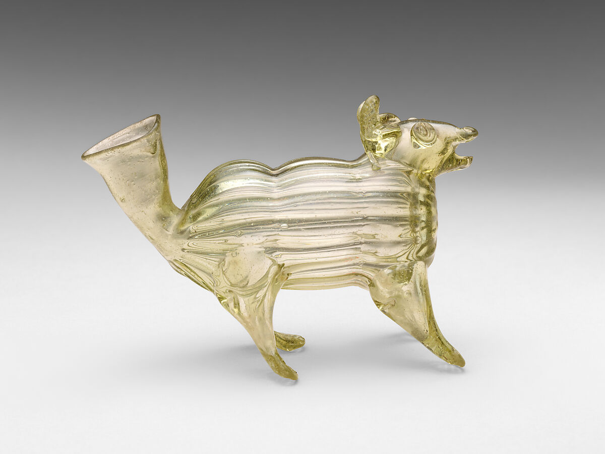 Oil lamp or bottle, Glass, probably German