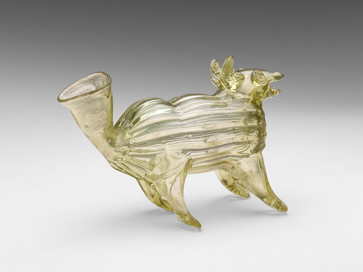 Oil lamp or bottle, Glass, probably German