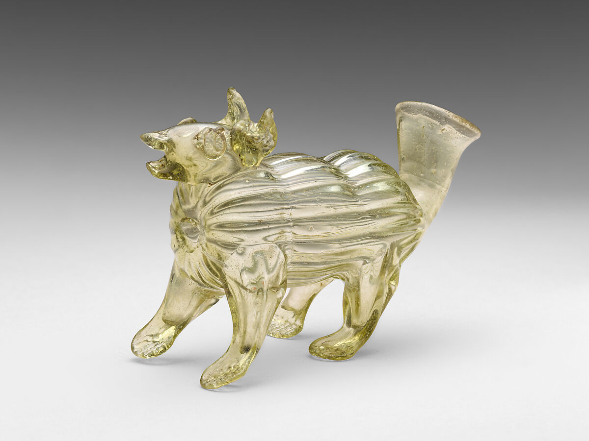 Oil lamp or bottle, Glass, probably German