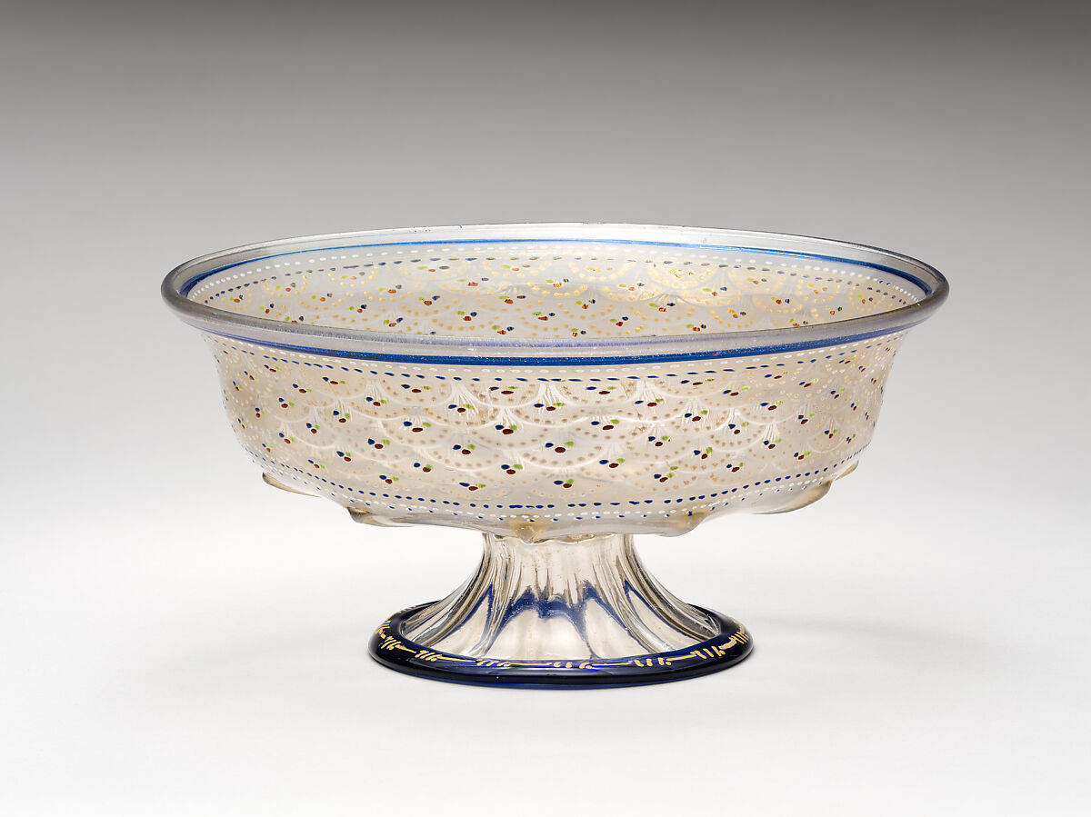 Bowl, Glass, enamelled and gilt, Italian, Venice (Murano) 