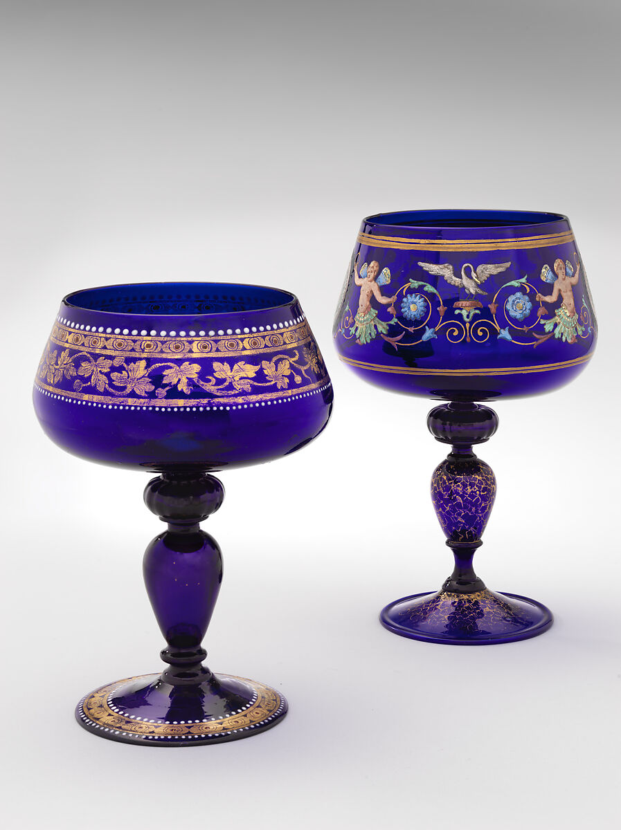 Goblet, Dott. Antonio Salviati &amp; C. (Italian, 1859–1987), Glass; blown, enameled, and gilded, Italian, Venice (Murano)