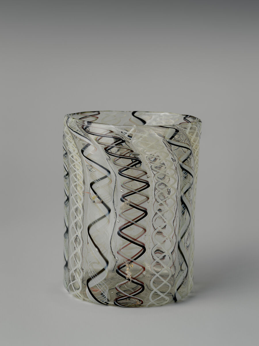 Beaker, Glass; blown, a retorti, Italian, Venice (Murano)