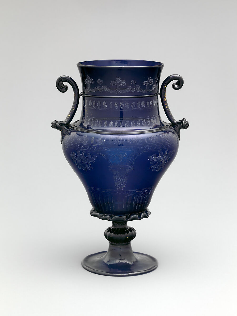 Vase, Glass, engraved, Austrian, Hall