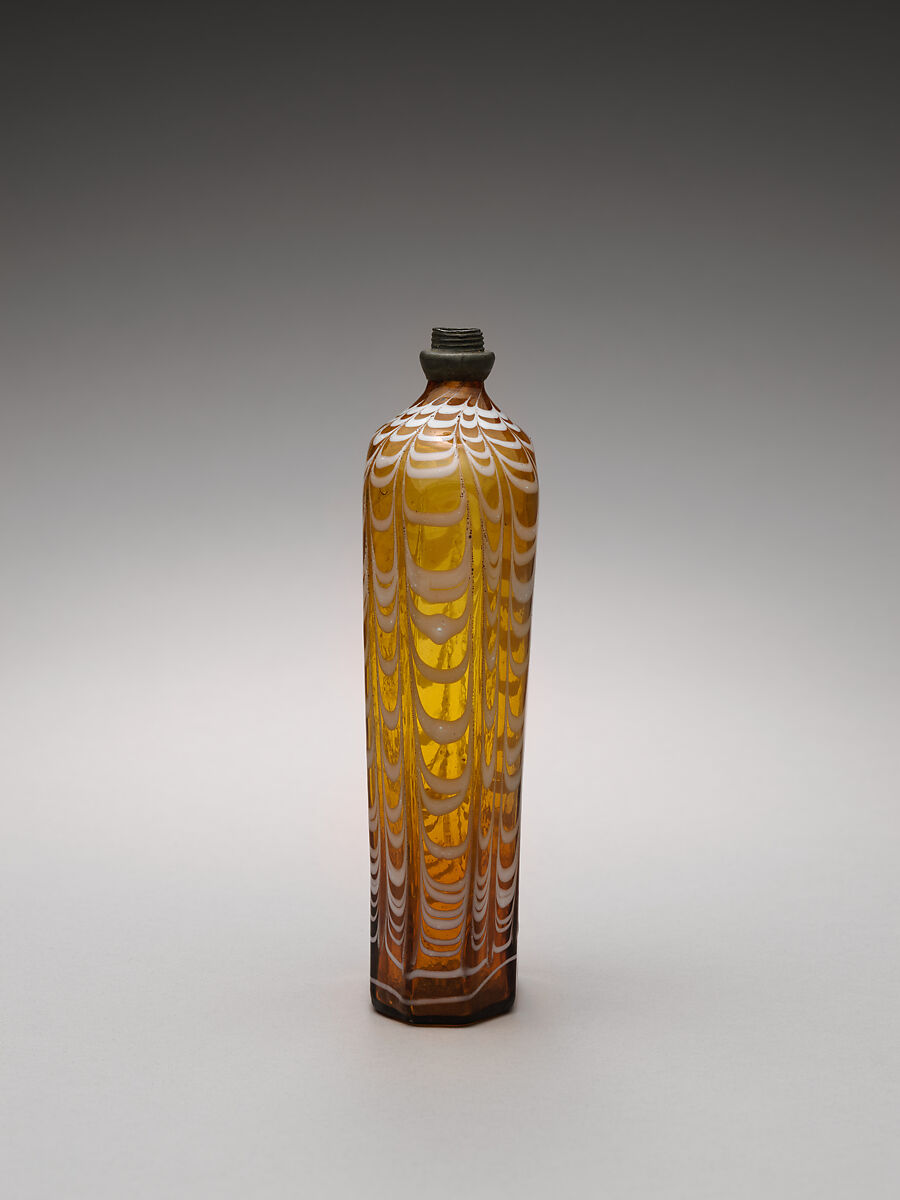 Bottle, Glass; pewter, German