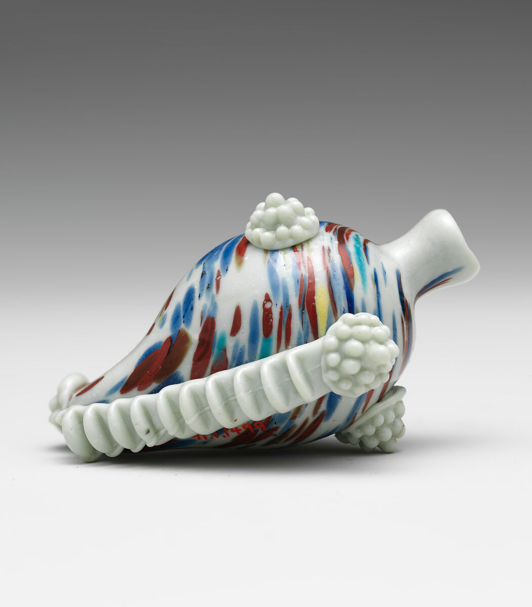 Perfume flask, Glass, French, Nevers or Nivernais