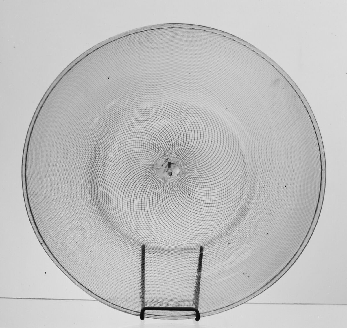 Plate, Glass; blown a reticello, Italian, Venice (Murano)