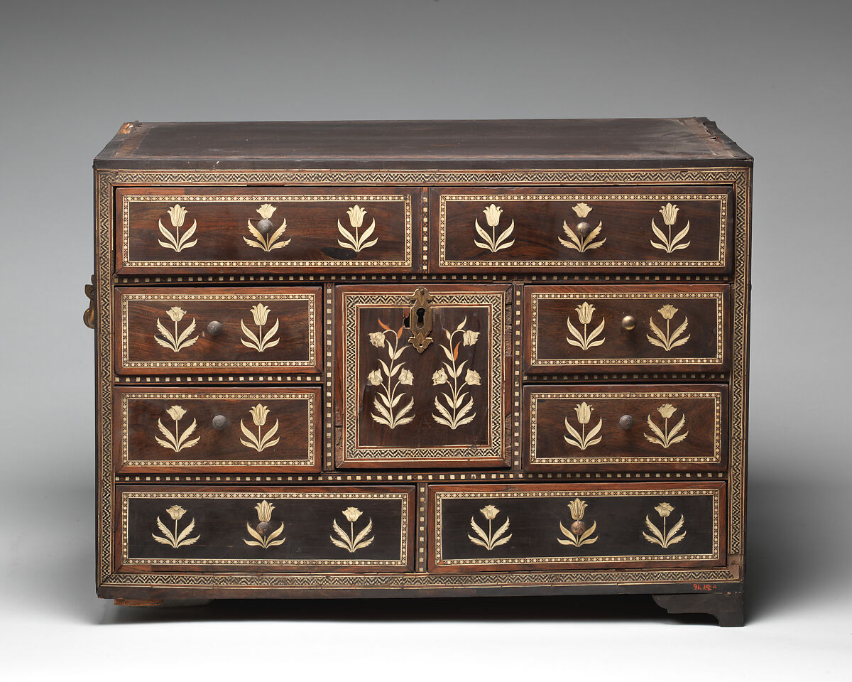 Cabinet, Wood, ivory, British or Indian