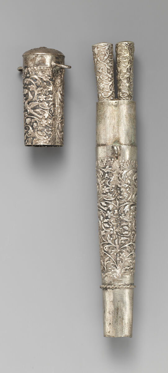 Knife and fork with case, Steel, German, Hamburg