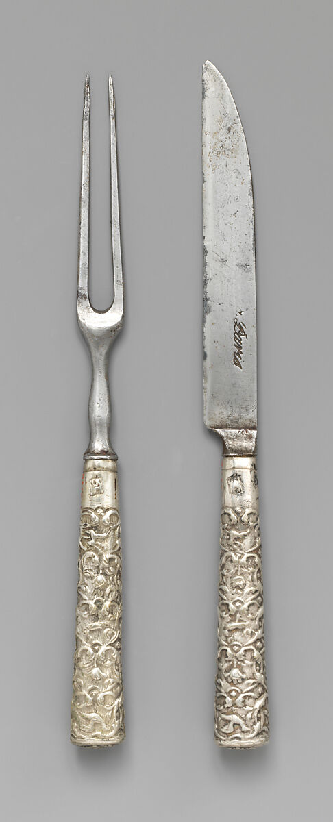 Knife and fork with case, Steel, German, Hamburg