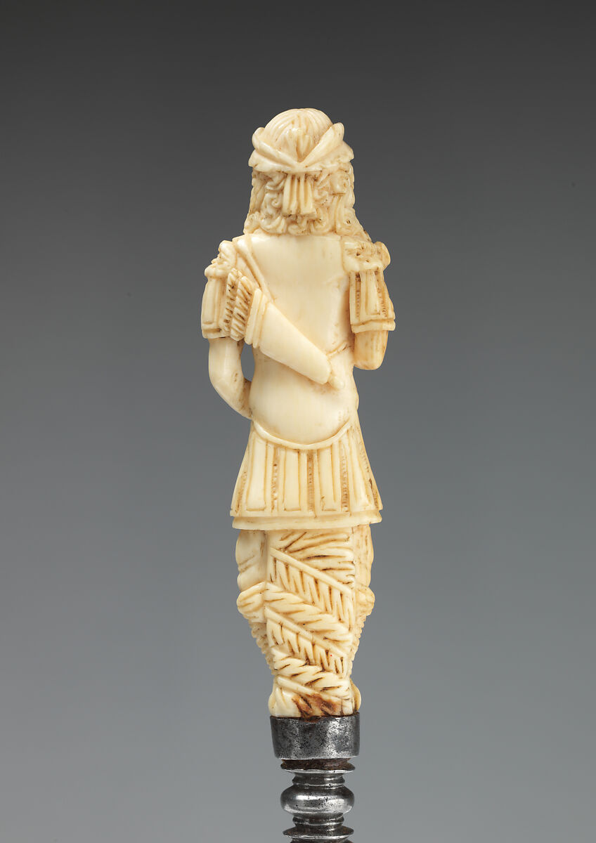 Fork with carved handle in the form of Diana, Steel, ivory, Dutch or British