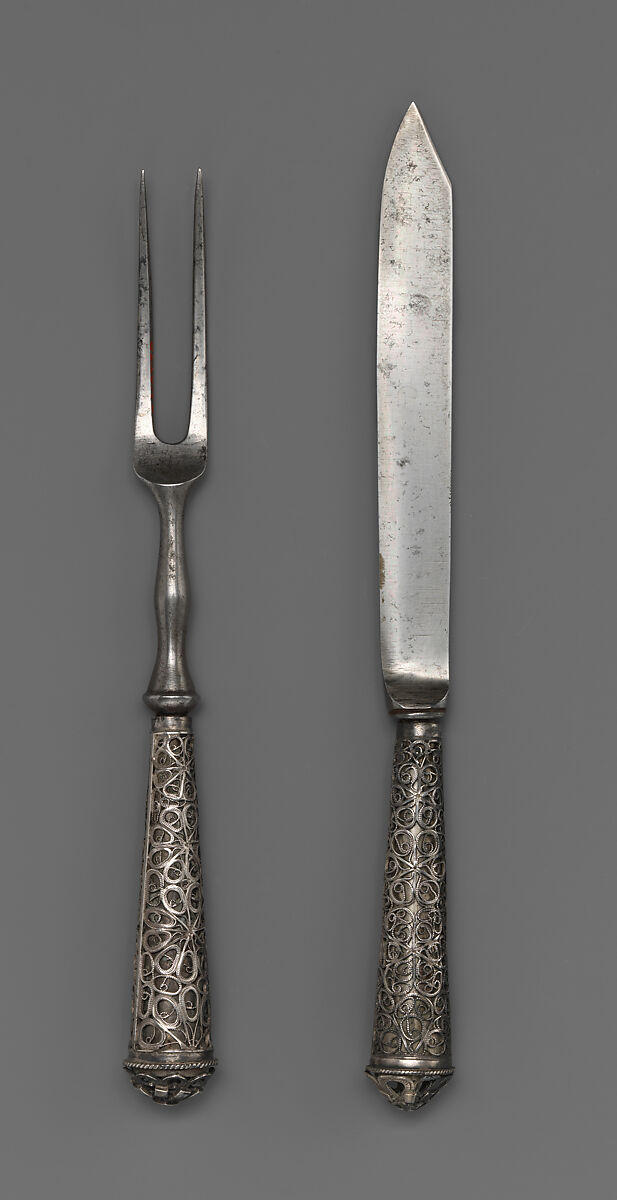 Table fork and knife, Steel, silver, Spanish, Valencia 
