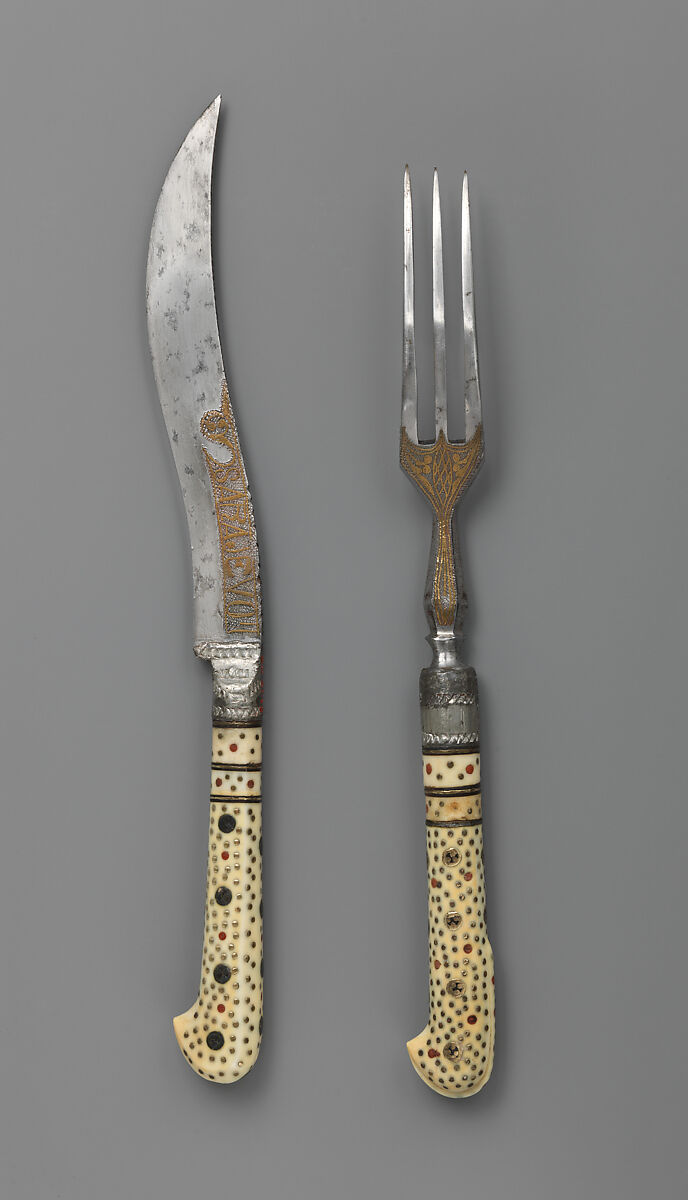 Table knife and fork, Steel, bone, Serbian 