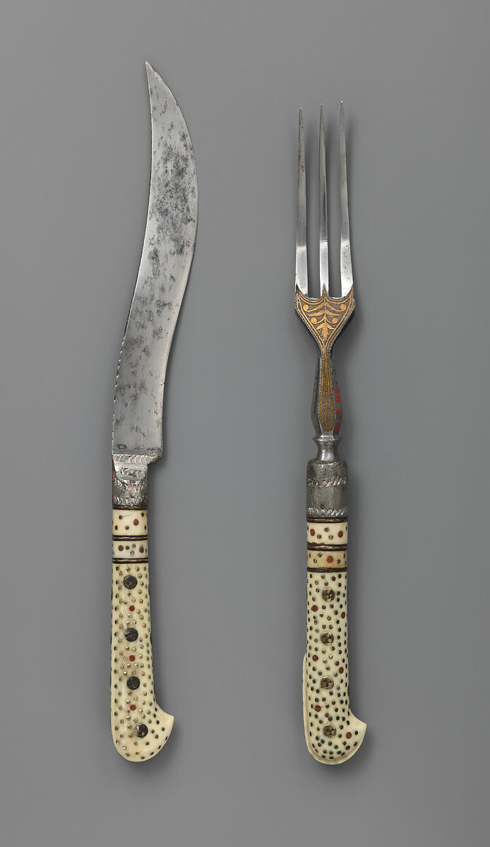 Table knife and fork, Steel, bone, Serbian