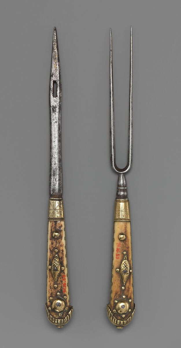 Skewer needle, Steel, buckshorn, brass, Southern German 