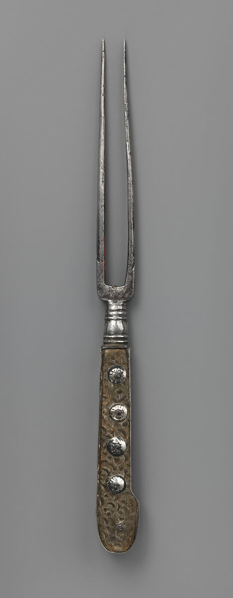 Table fork, Steel, buckshorn, silver, possibly Swiss 