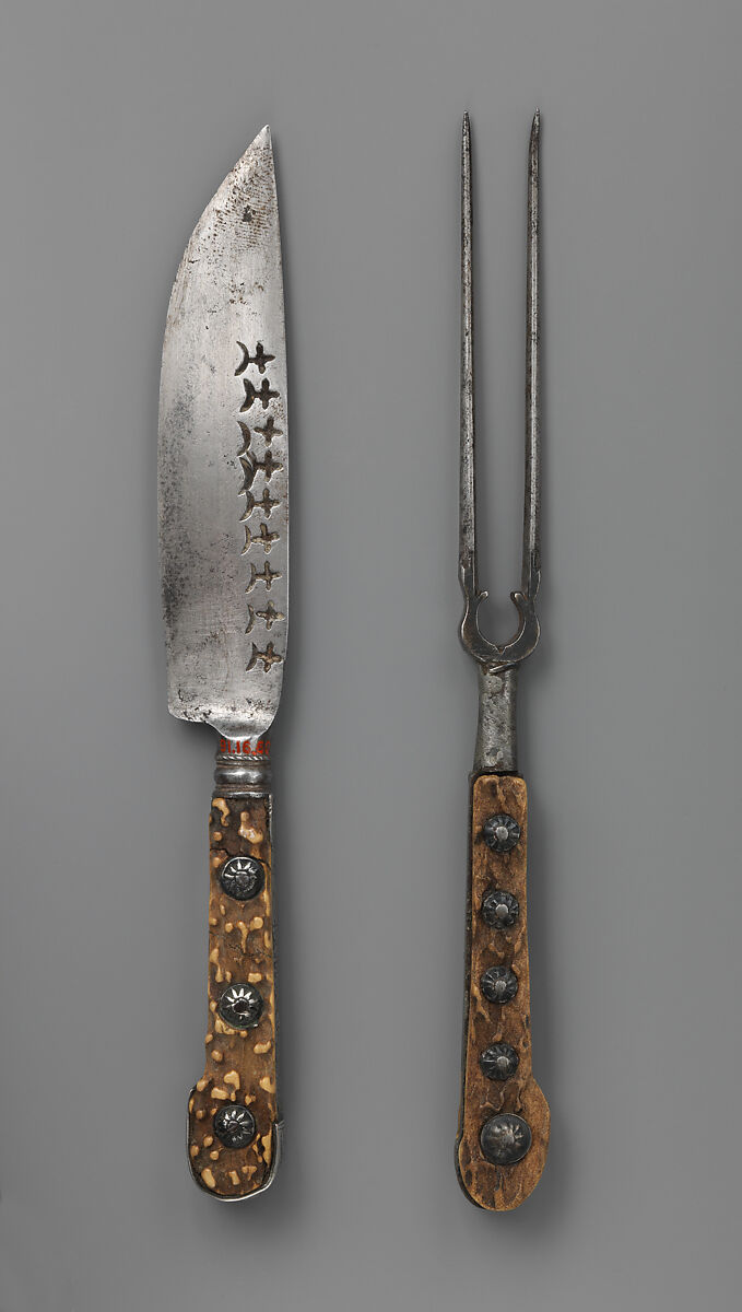 Table knife, Steel, buckshorn, silver, Southern German or Swiss 