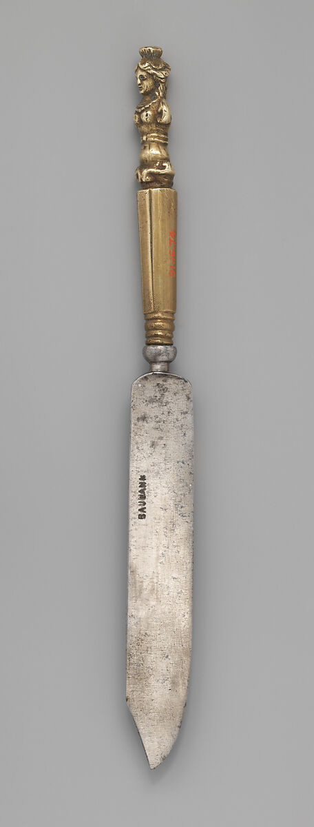 Table knife, Steel, gilt bronze, possibly Southern German 