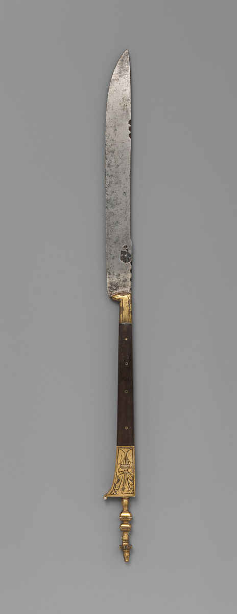 Table knife, Steel, wood, gilded brass, German, Nuremberg 