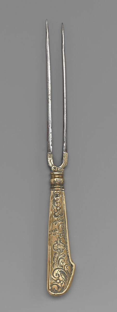 Table fork, Steel; brass, possibly Swiss 