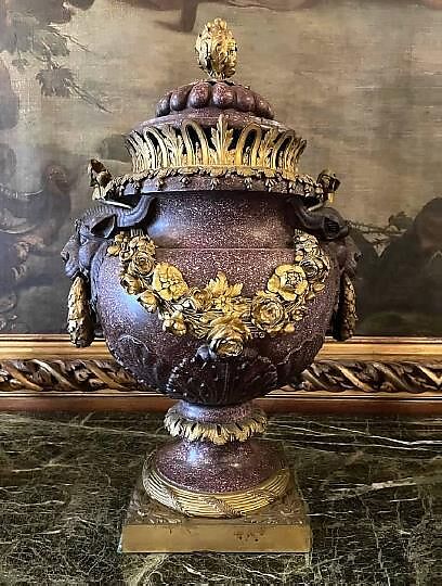 Urn with cover, Porphyry, gilt-bronze mounts, French 