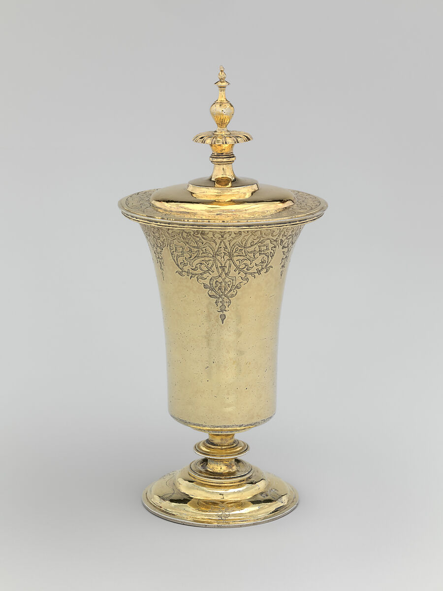 Cup with cover, David Cramer (master 1576, died 1596), Gilded silver, German, Augsburg 