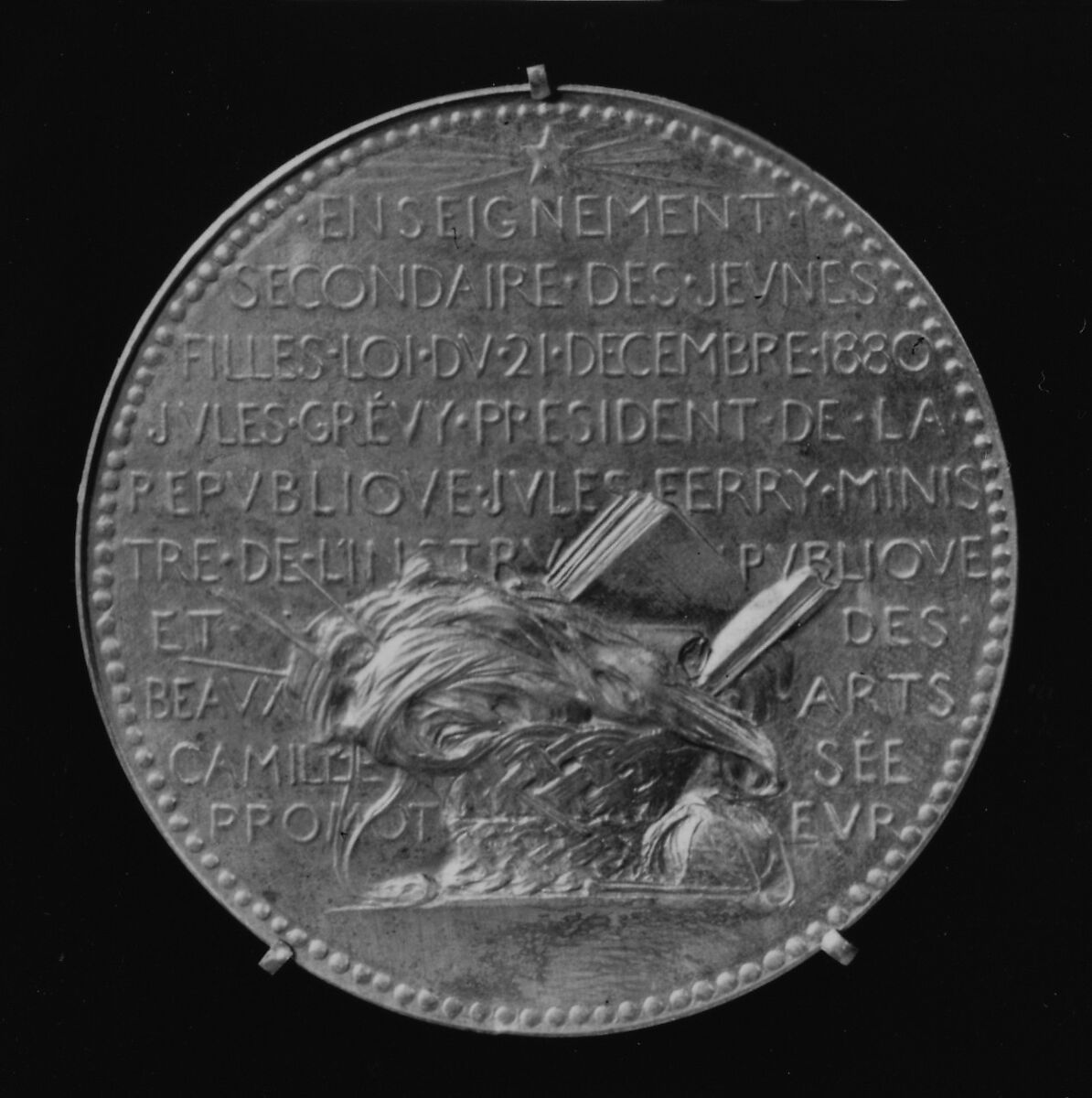 Public Secondary Education of Young Women, 1884, Medalist: Louis-Oscar Roty (French, Paris 1846–1911 Paris), Bronze, struck, silvered, French