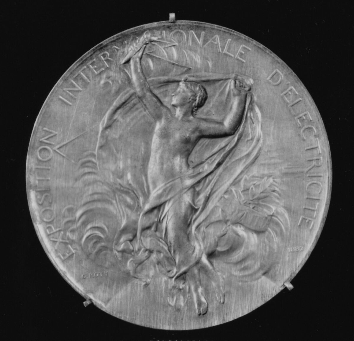 The International Exhibition of Electrical Apparatus, Paris, 1881, Medalist: Louis-Oscar Roty (French, Paris 1846–1911 Paris), Bronze, struck, silvered, French 