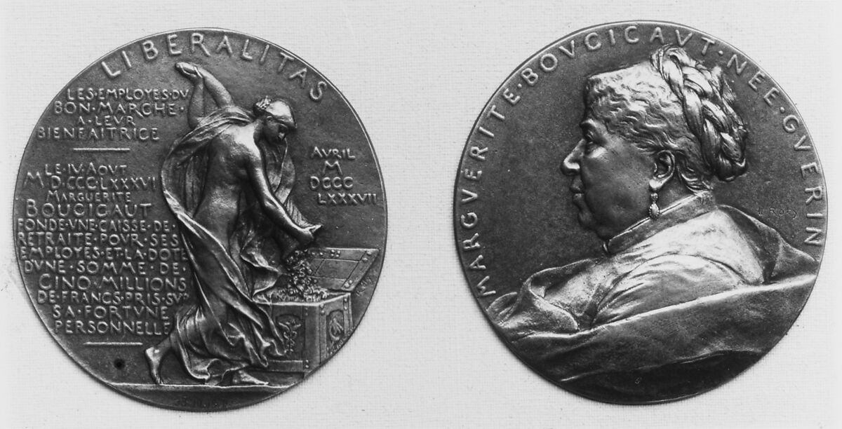 The Founding by Mme. Boucicaut of a Retiring Pension Fund for the Employees of the Bon Marché at Paris, 1886, Medalist: Louis-Oscar Roty (French, Paris 1846–1911 Paris), Bronze, cast, French 
