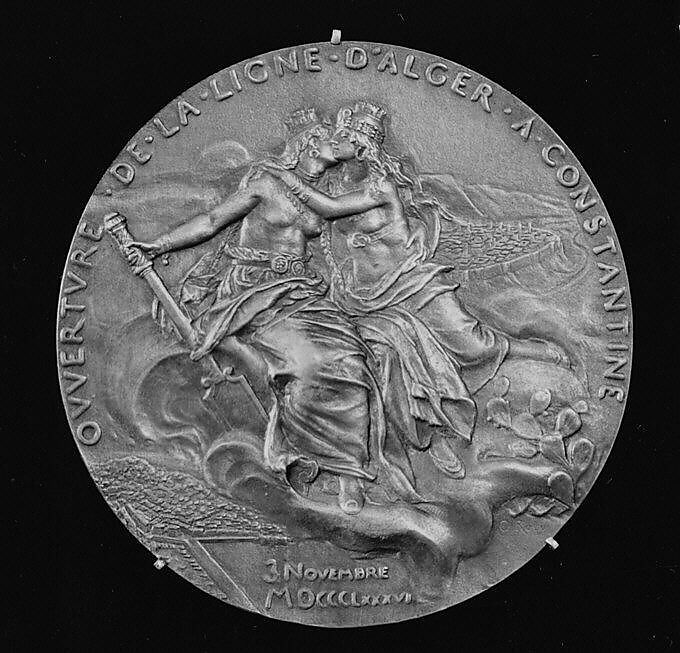 Opening of the Railway Line Between Algiers and Constantine, November 3, 1886, Medalist: Louis-Oscar Roty (French, Paris 1846–1911 Paris), Bronze, struck, silvered, French 