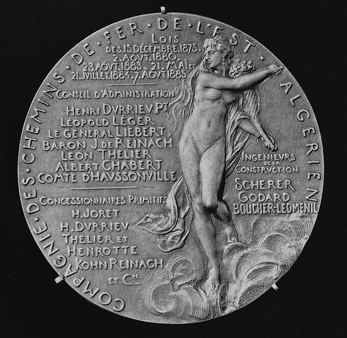Opening of the Railway Line Between Algiers and Constantine, November 3, 1886, Medalist: Louis-Oscar Roty (French, Paris 1846–1911 Paris), Bronze, struck, silvered, French
