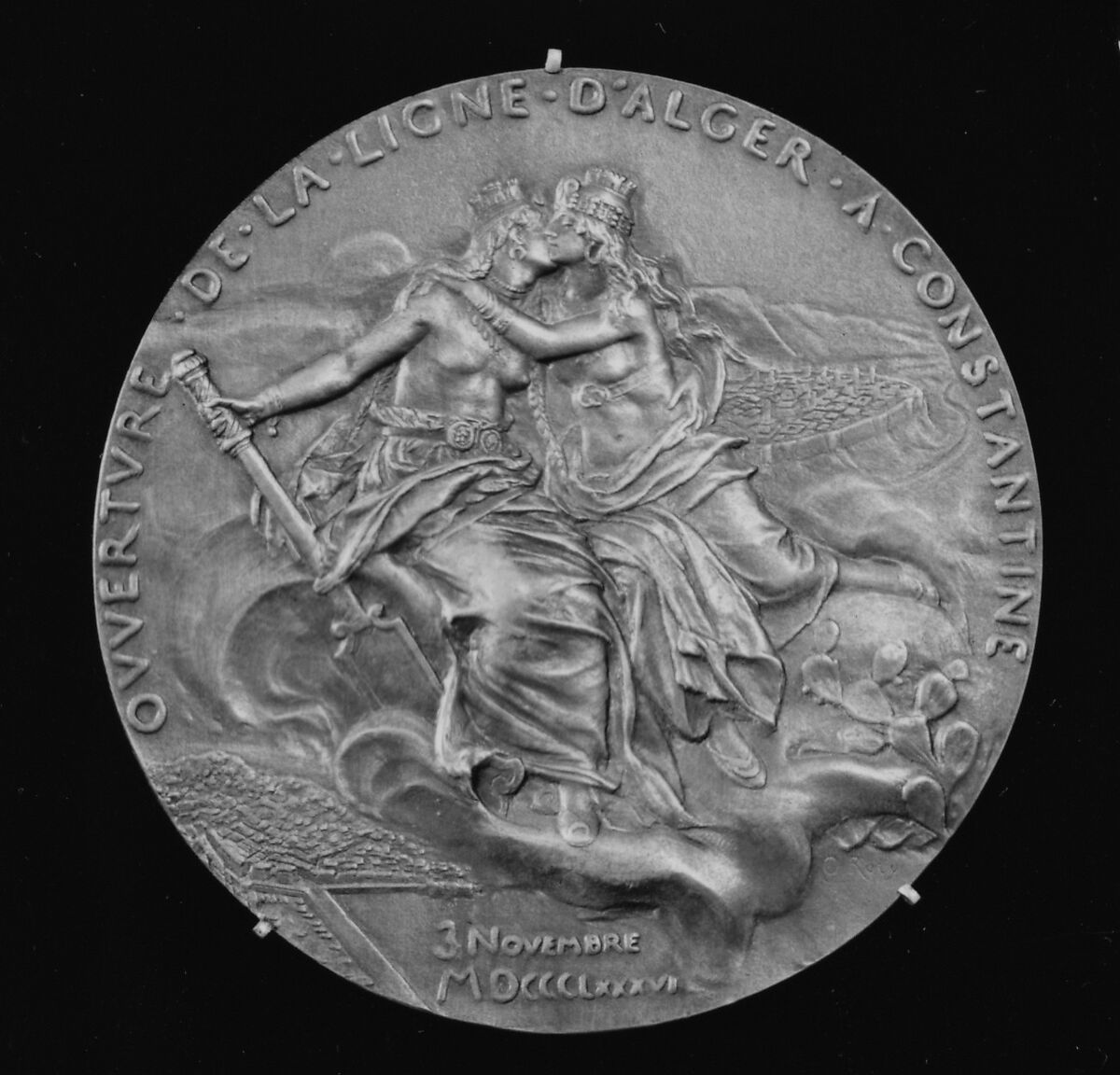 Opening of the Railway Line Between Algiers and Constantine, November 3, 1886, Medalist: Louis-Oscar Roty (French, Paris 1846–1911 Paris), Bronze, struck, silvered, French 